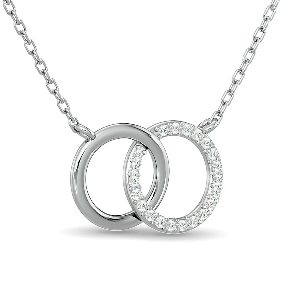 10K White Gold 0.17ctw Diamond Circle Of Life together Necklace