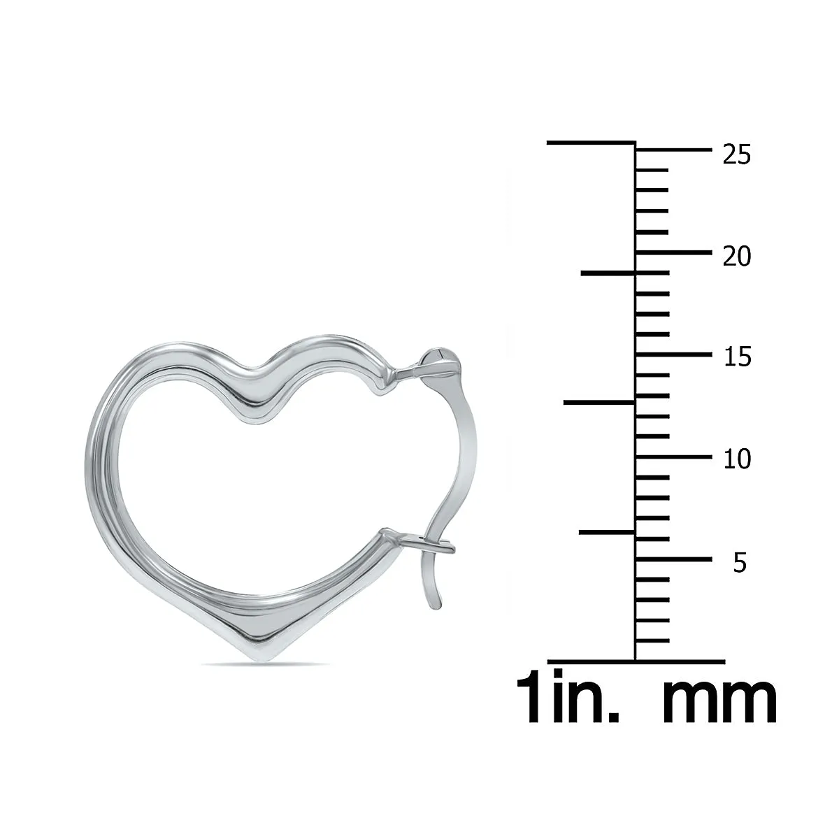 10K White Gold Heart Shaped Huggie Hoop Earrings