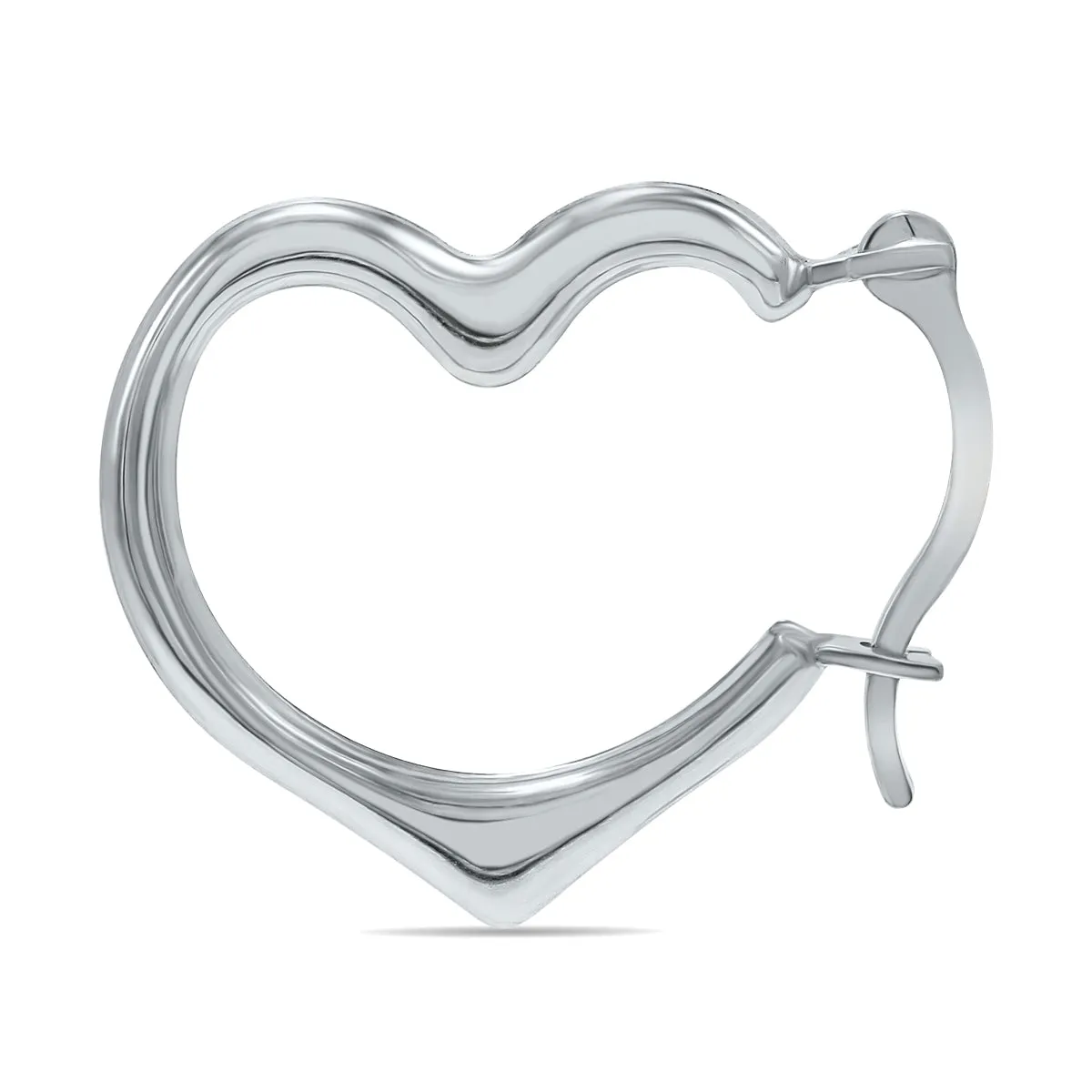 10K White Gold Heart Shaped Huggie Hoop Earrings