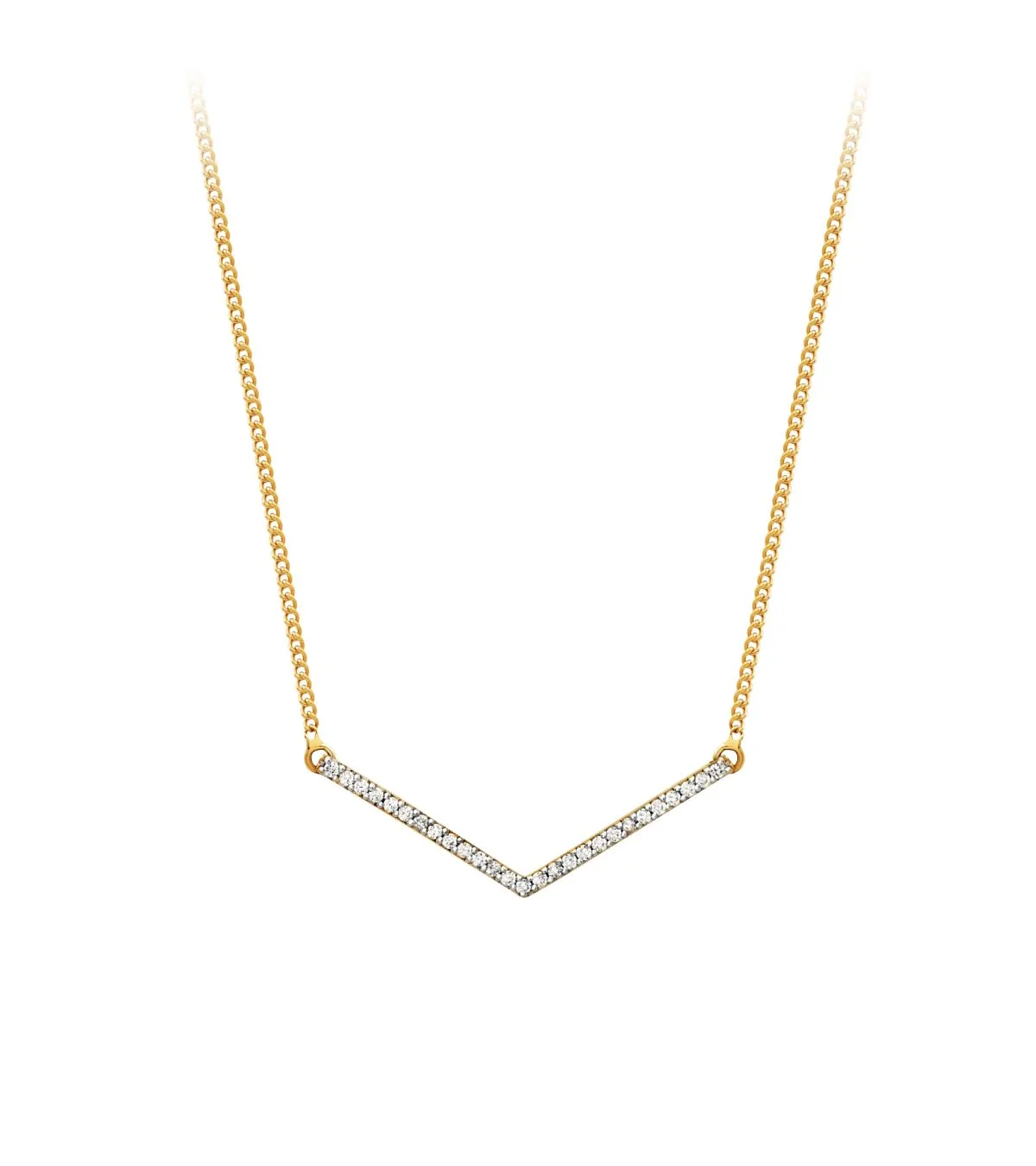 10k Yellow Gold Diamond Trapeze Bar Necklace