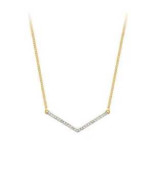 10k Yellow Gold Diamond Trapeze Bar Necklace