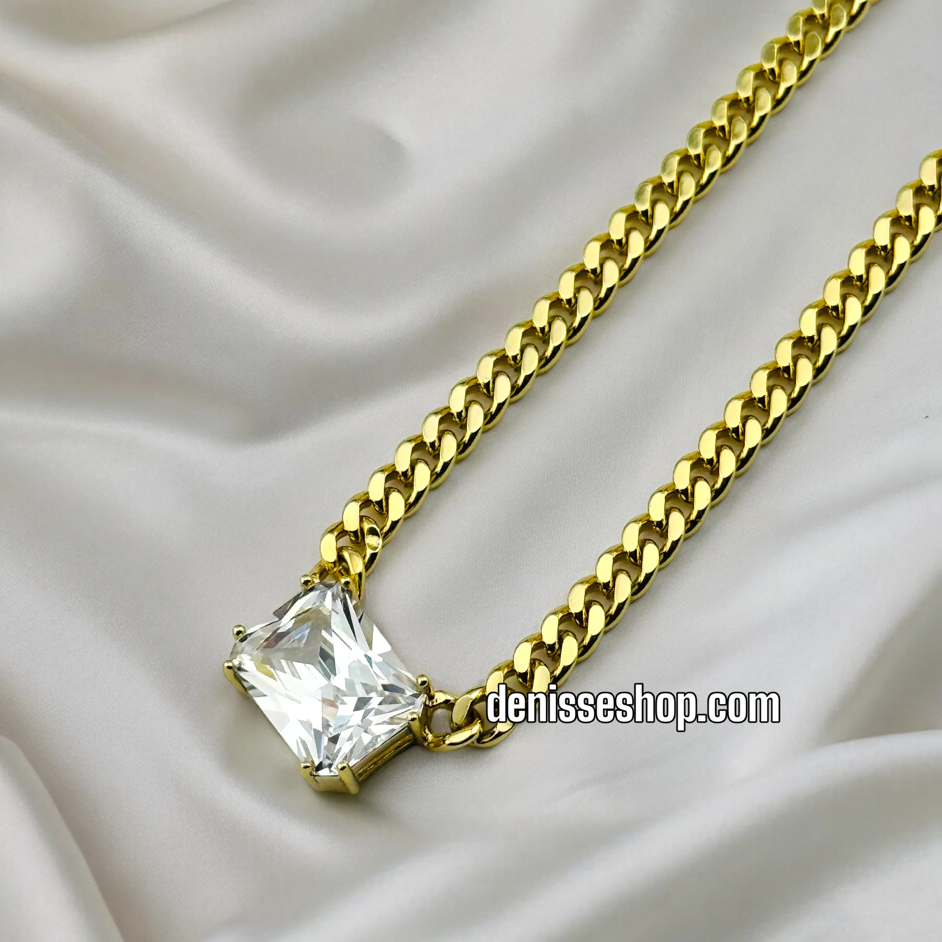 14K FASHION WHITE STONE NECKLACE SET  18'' C55
