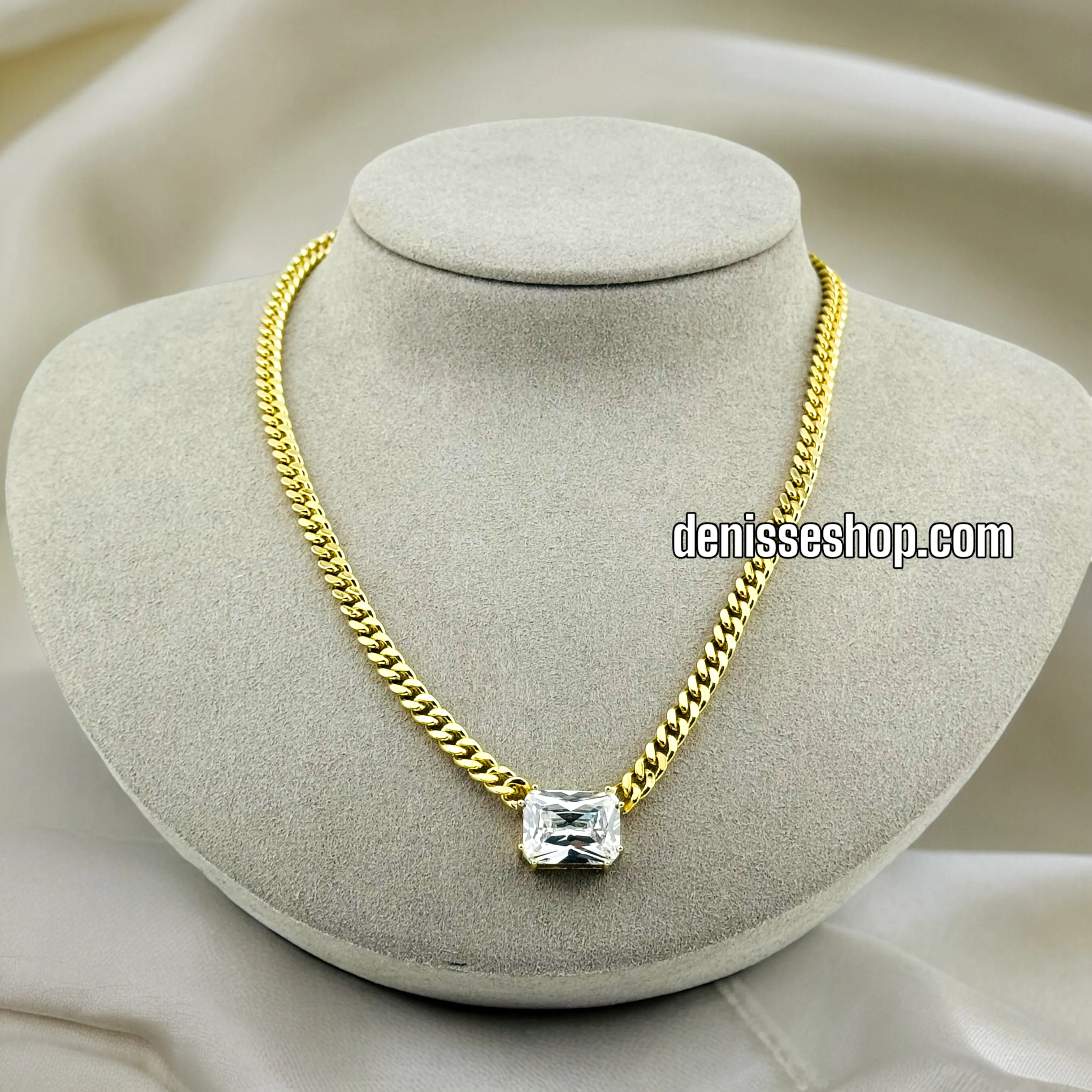 14K FASHION WHITE STONE NECKLACE SET  18'' C55