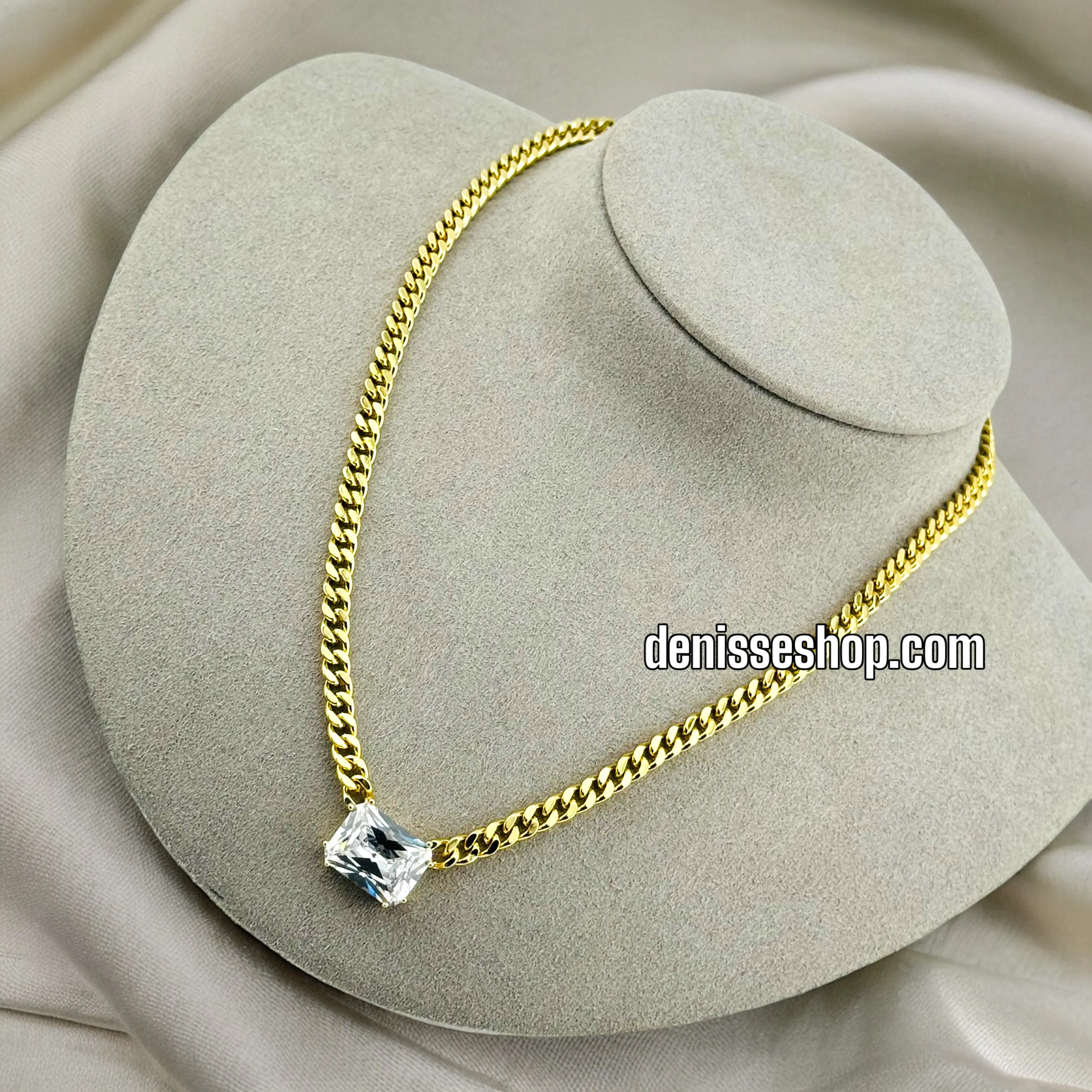 14K FASHION WHITE STONE NECKLACE SET  18'' C55