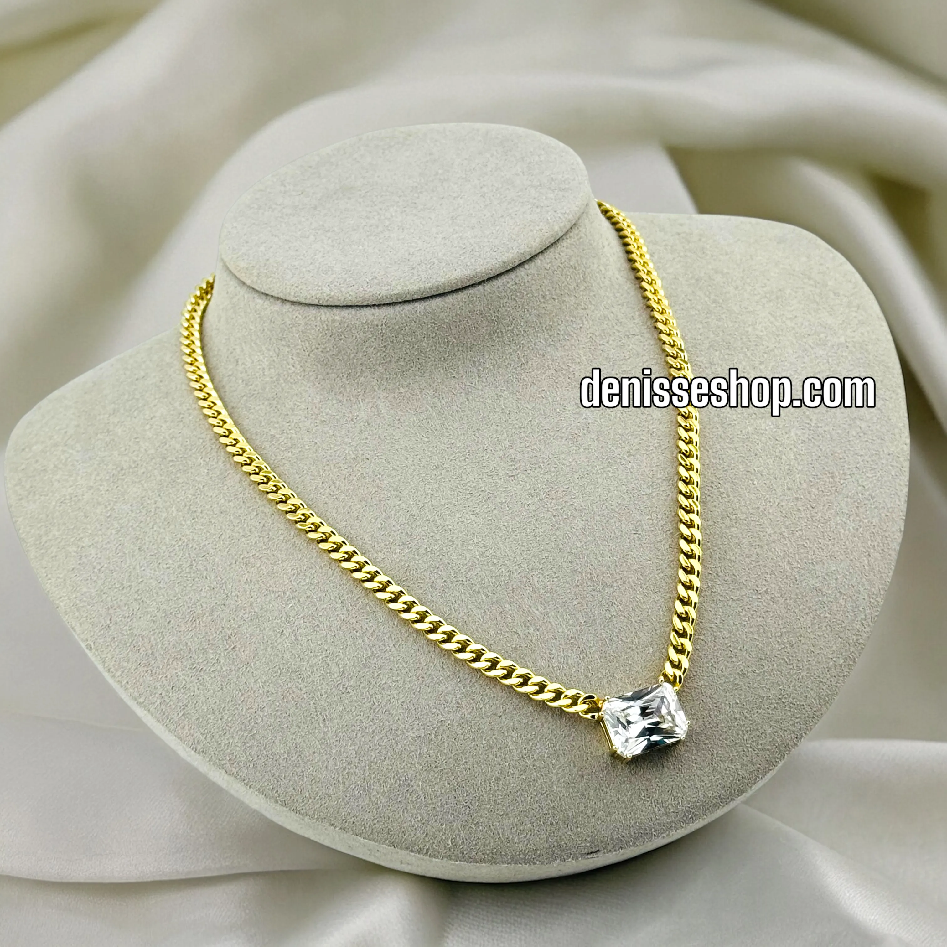 14K FASHION WHITE STONE NECKLACE SET  18'' C55