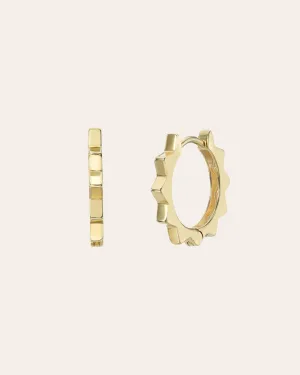 14k Gold Spike Huggie Earrings