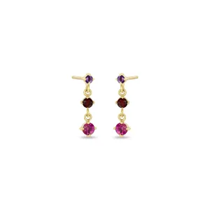 14k Linked Graduated Pink Ombre Gemstone Drop Earrings