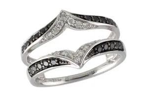 14KT Gold V Shape Black Diamond Ring Guard