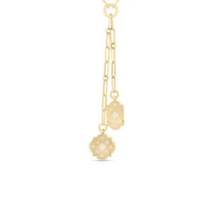 18K Gold Diamond Venetian Princess Double Medallion Necklace