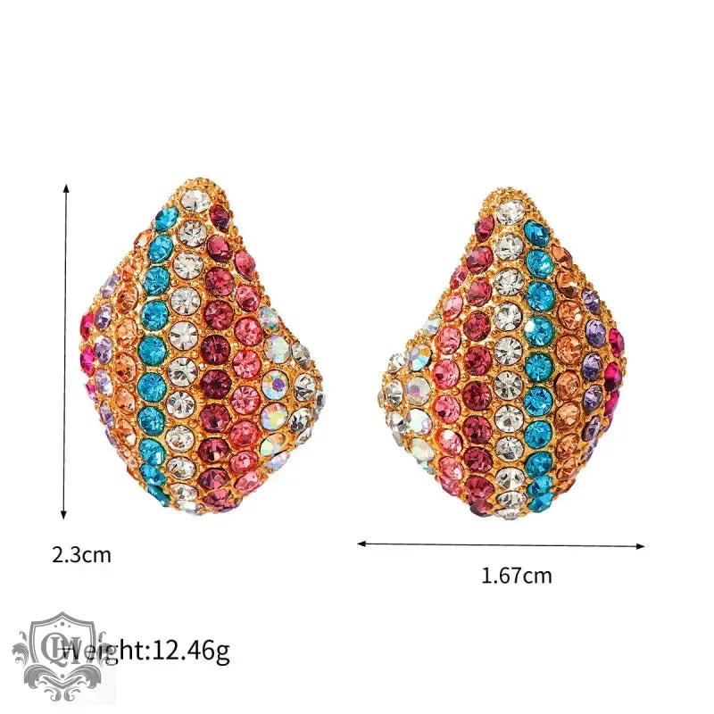 18K gold exquisite and dazzling teardrop-shaped diamond-studded earrings with a light luxury style