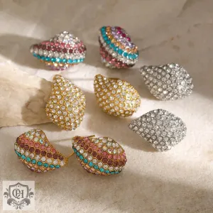 18K gold exquisite and dazzling teardrop-shaped diamond-studded earrings with a light luxury style