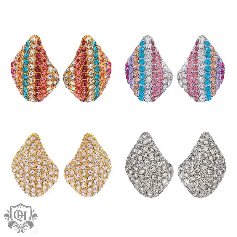 18K gold exquisite and dazzling teardrop-shaped diamond-studded earrings with a light luxury style