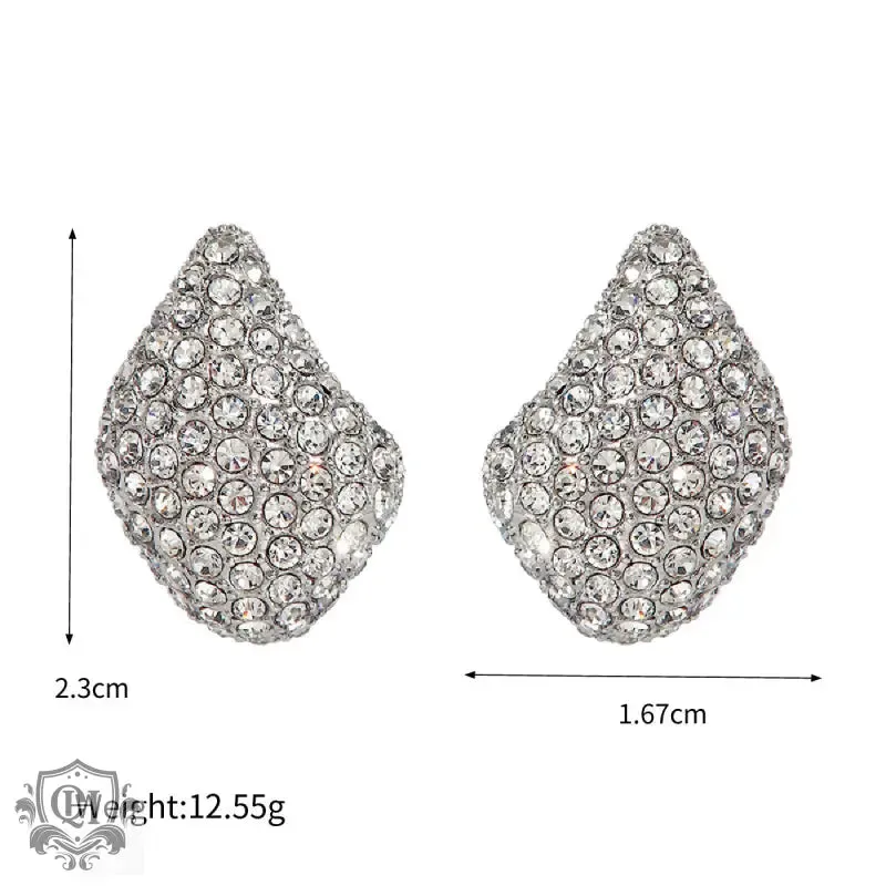 18K gold exquisite and dazzling teardrop-shaped diamond-studded earrings with a light luxury style