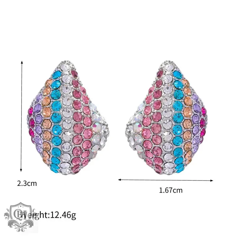 18K gold exquisite and dazzling teardrop-shaped diamond-studded earrings with a light luxury style