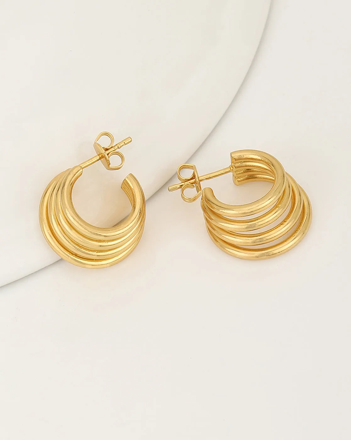 18Kt Gold Plated Handcraft Spiral Hoop Earring