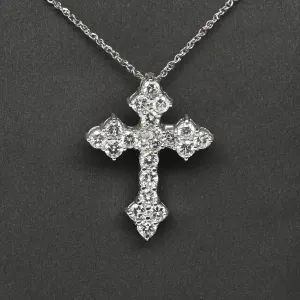 2cttw Diamond Cross 14K White Gold Pendant