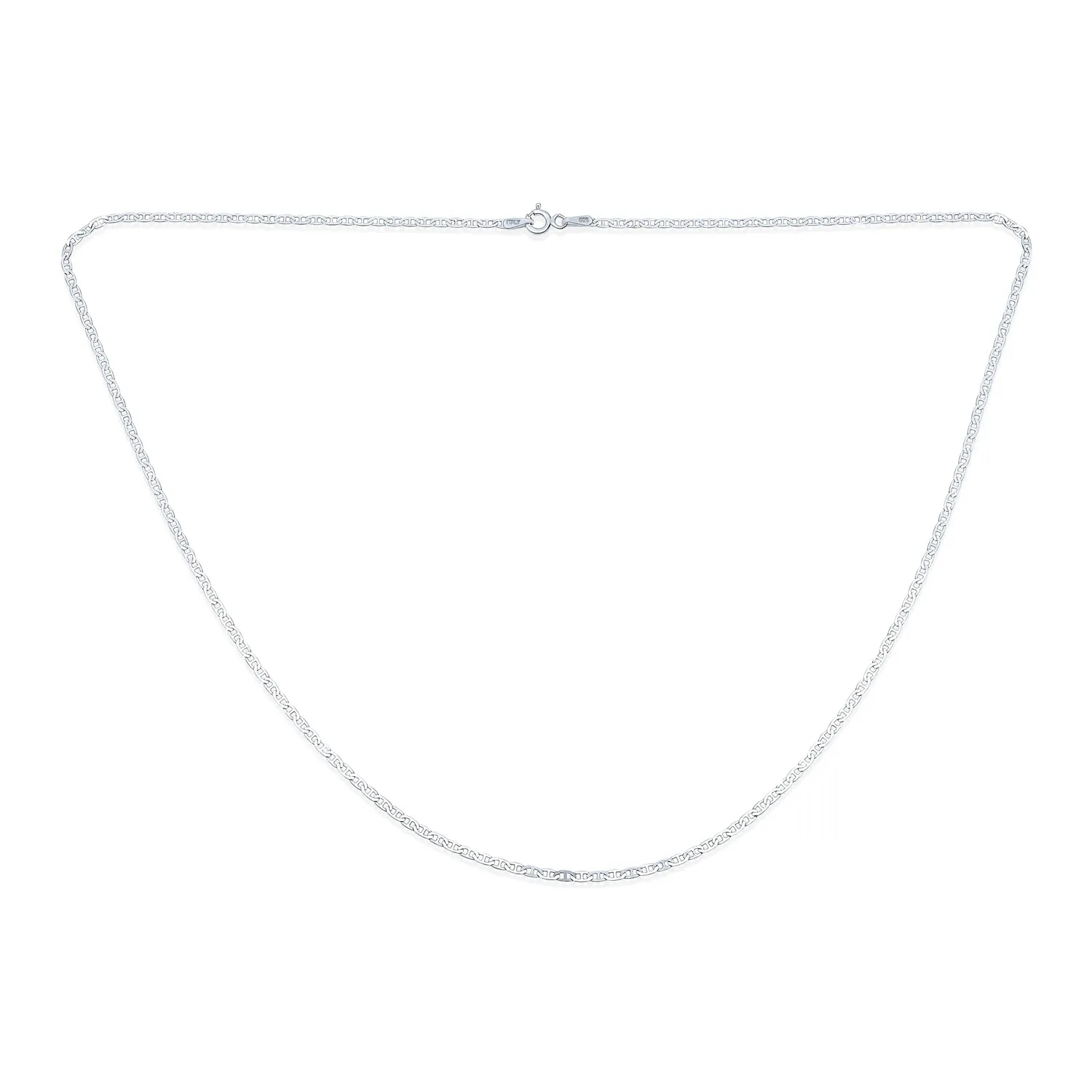 2MM Sterling Silver Anchor Chain Necklace for Men Nickel-Free Made in Italy