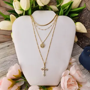 4 Layered Cross Pendant Necklace