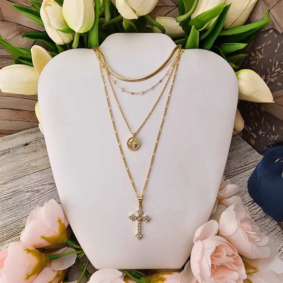 4 Layered Cross Pendant Necklace