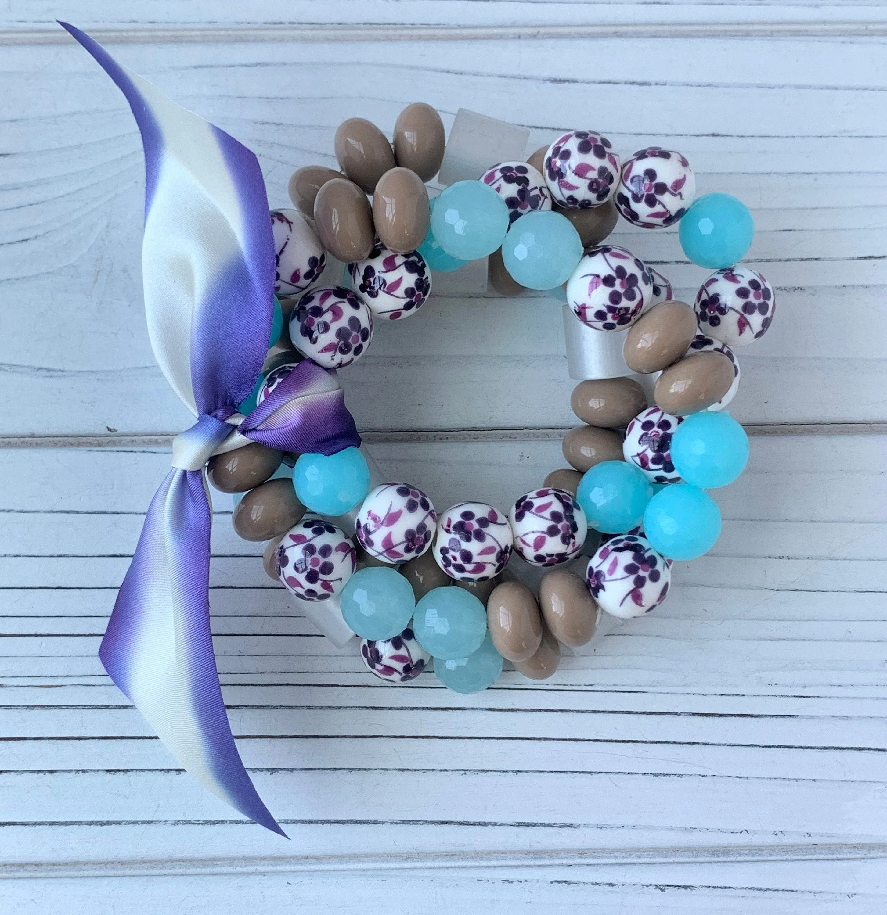 4-Piece French Bread Stretch Bracelet Set