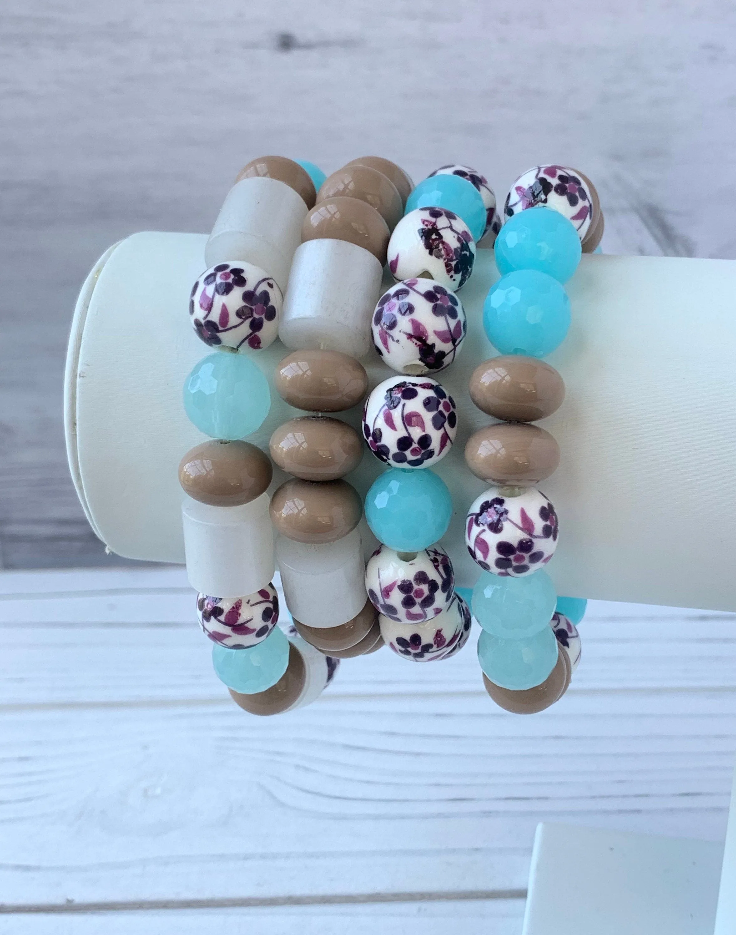 4-Piece French Bread Stretch Bracelet Set