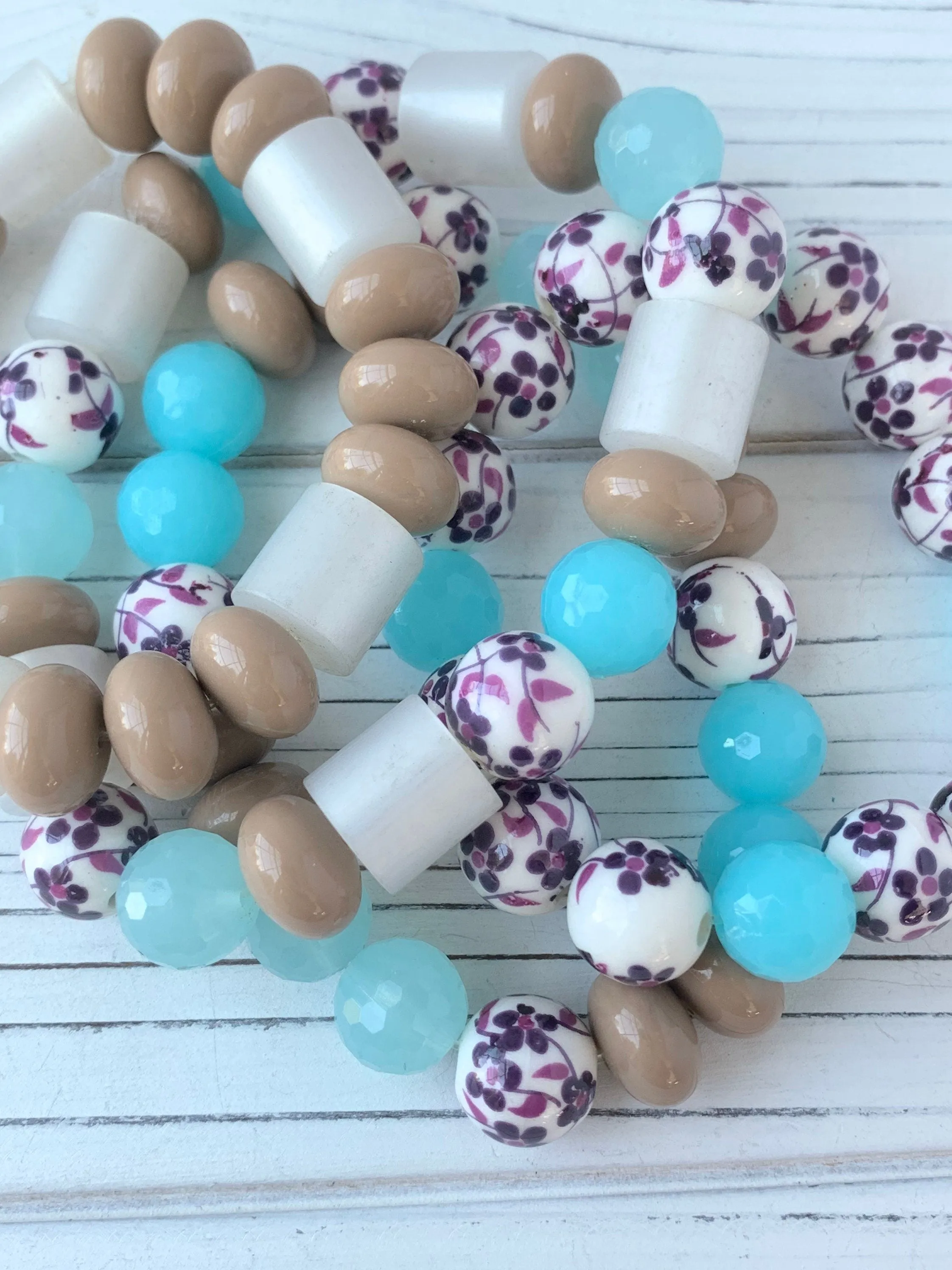 4-Piece French Bread Stretch Bracelet Set