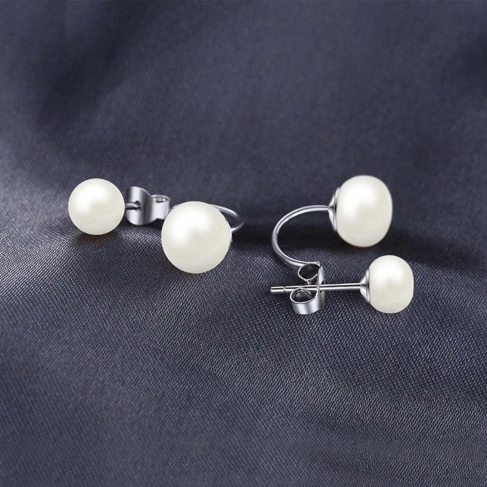 6-8mm Freshwater Pearl Jacket Earrings 925 Sterling Silver