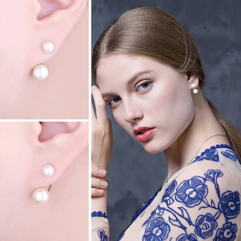 6-8mm Freshwater Pearl Jacket Earrings 925 Sterling Silver