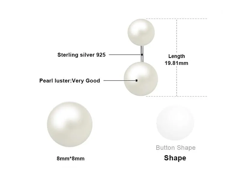 6-8mm Freshwater Pearl Jacket Earrings 925 Sterling Silver