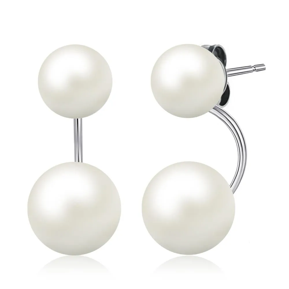 6-8mm Freshwater Pearl Jacket Earrings 925 Sterling Silver