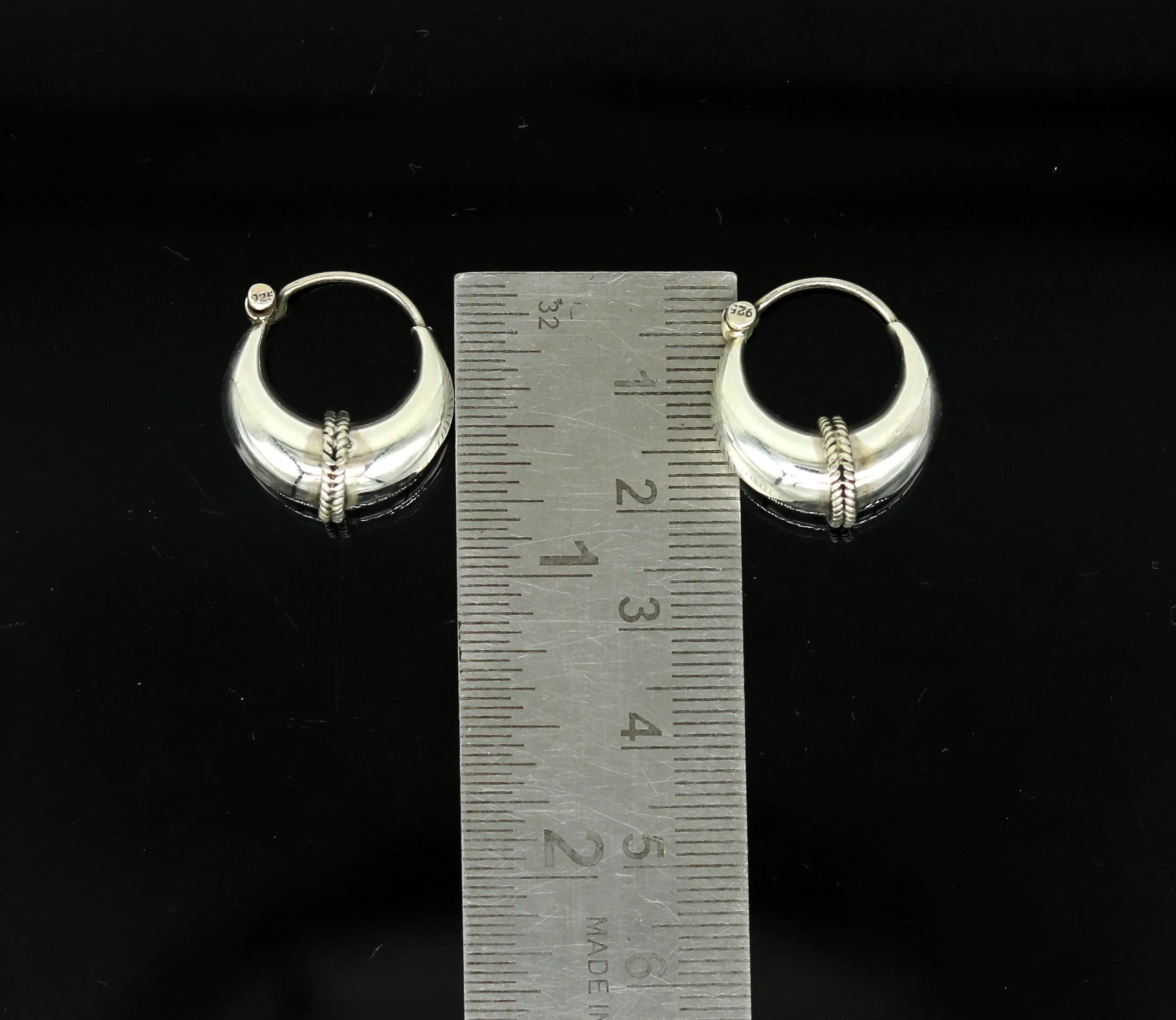 925 sterling Handmade silver jewelry, fabulous vintage stylish customized hoops earrings bali tribal ethnic personalized jewelry ske16