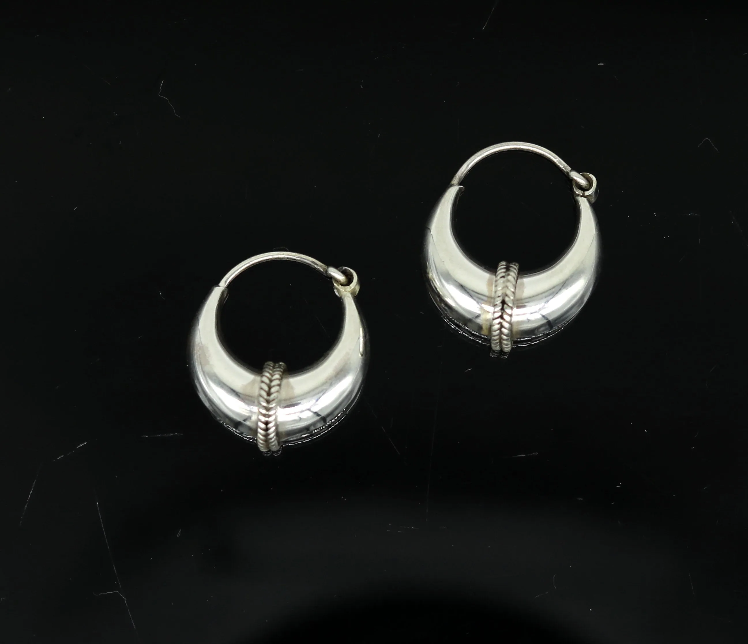 925 sterling Handmade silver jewelry, fabulous vintage stylish customized hoops earrings bali tribal ethnic personalized jewelry ske16