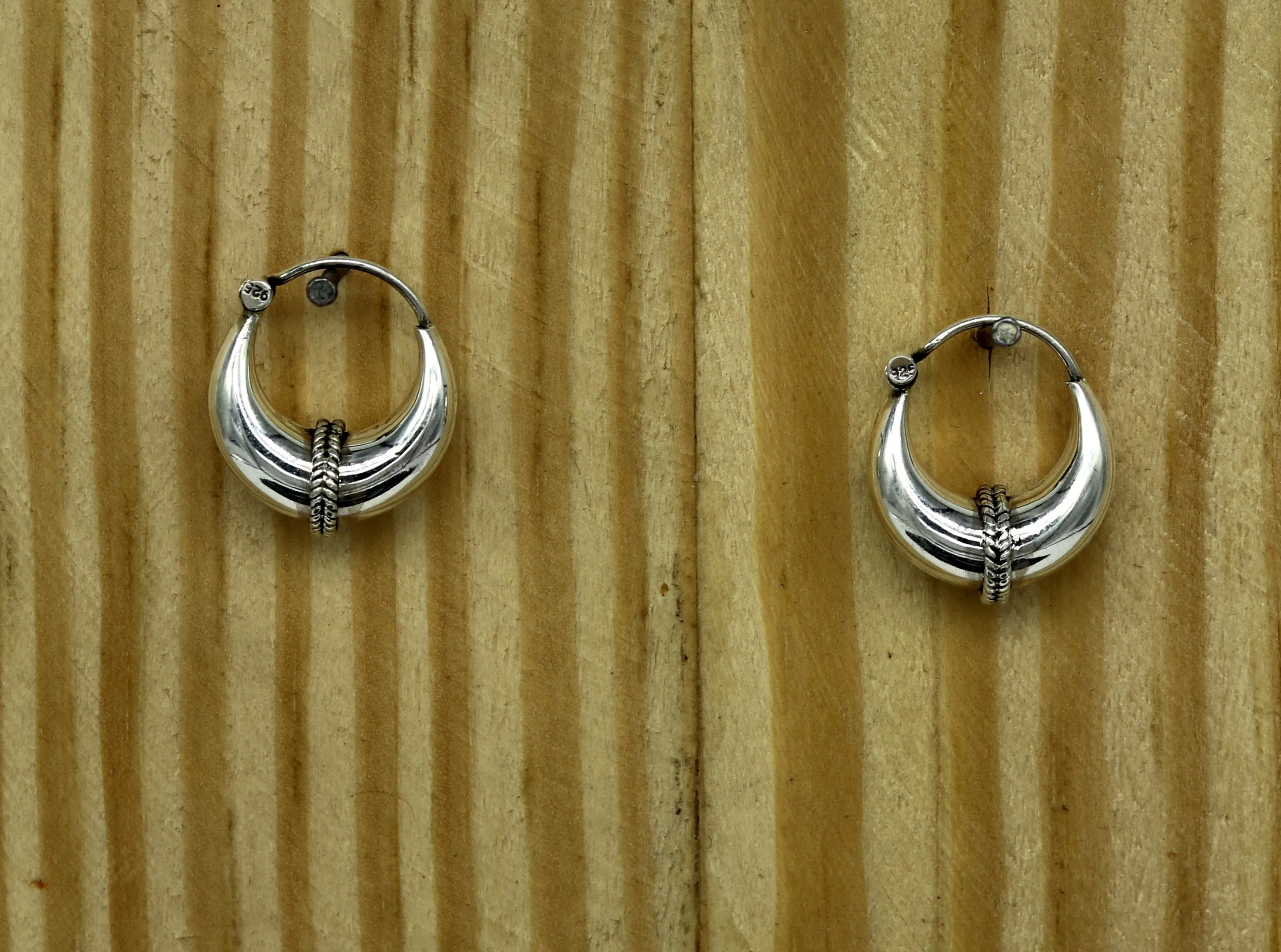 925 sterling Handmade silver jewelry, fabulous vintage stylish customized hoops earrings bali tribal ethnic personalized jewelry ske16