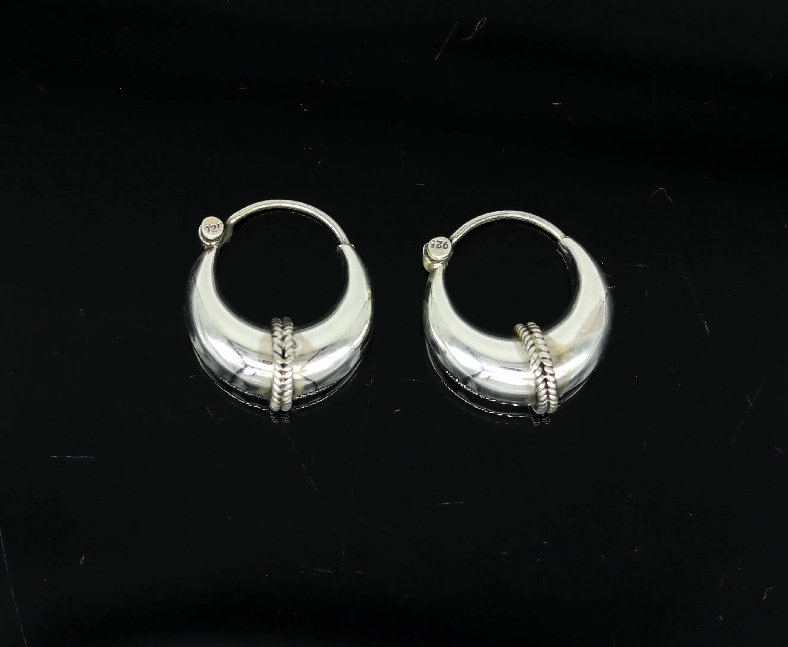 925 sterling Handmade silver jewelry, fabulous vintage stylish customized hoops earrings bali tribal ethnic personalized jewelry ske16
