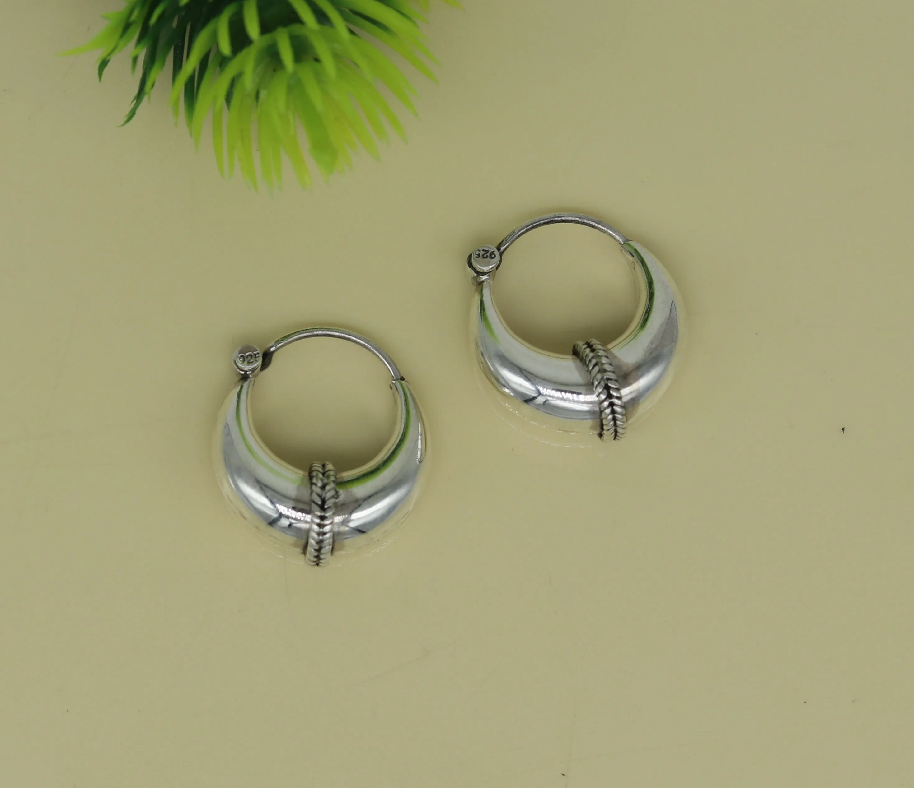 925 sterling Handmade silver jewelry, fabulous vintage stylish customized hoops earrings bali tribal ethnic personalized jewelry ske16