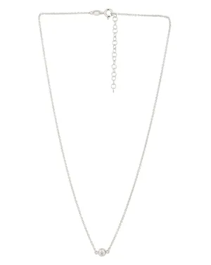 925 Sterling Silver Inline Solitaire With Rhodium Plated Necklace