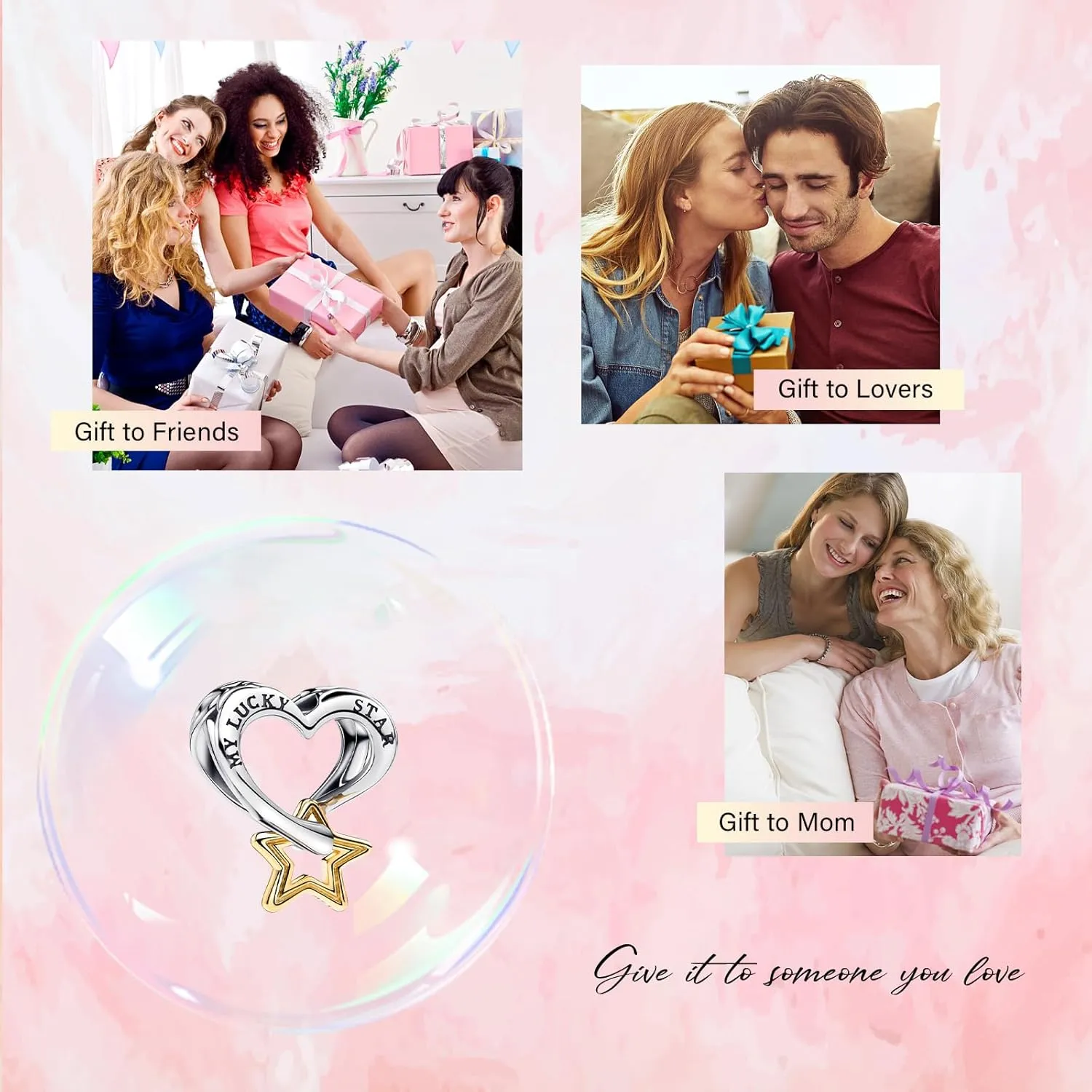 925 Sterling Silver Love Friendship Charms Infinity Pendant Friendship Splittable Heart, Couples, Hot Air Balloon, Robot Lock, Compass, Tree Double Dangle Valentine's Day Christmas For Women Friends