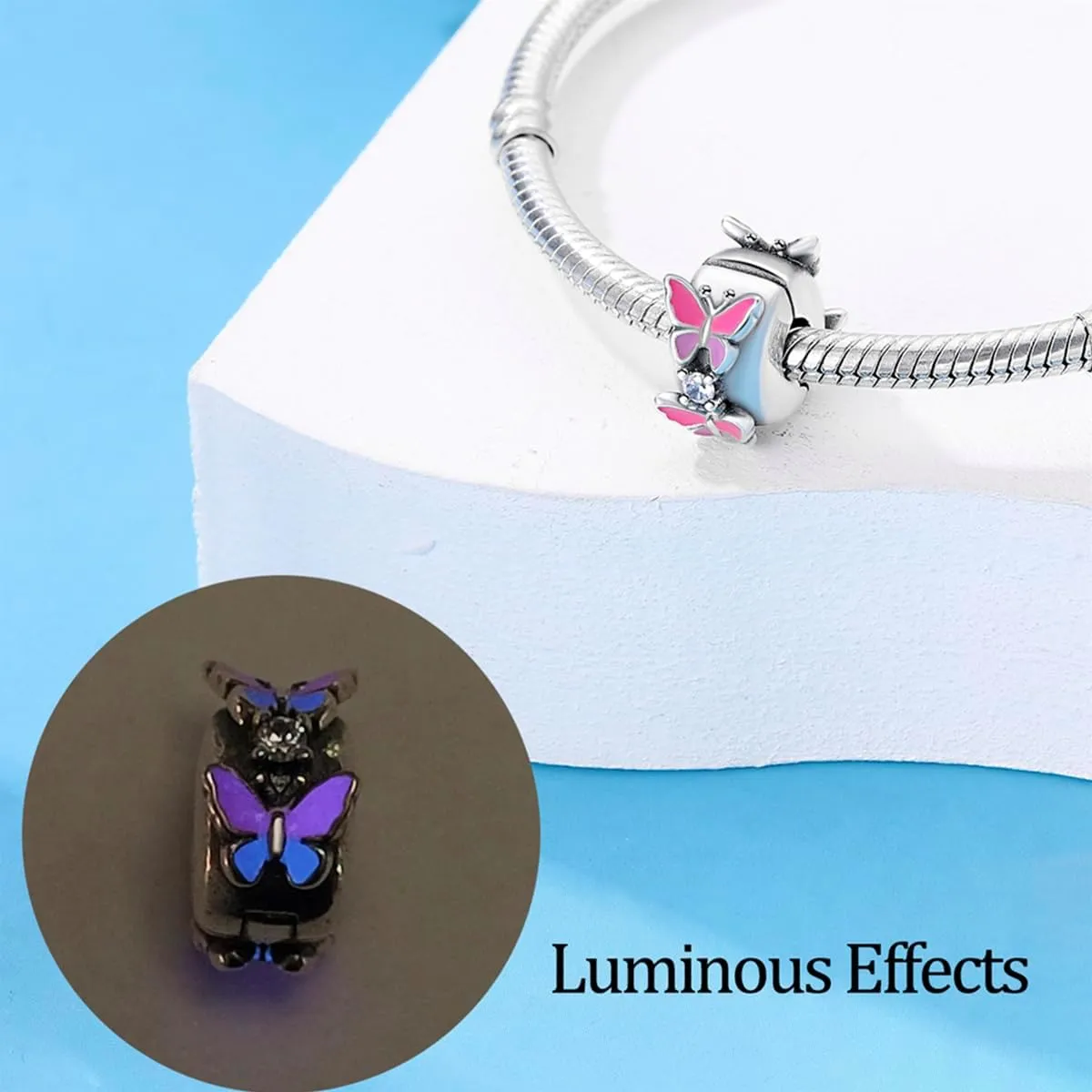 925 Sterling Silver Stopper Clip Charms for Bracelet Necklace Spacer Beads with 5A Cubic Zirconia Mother's Day Christmas DIY Gift for Women(2PCS)