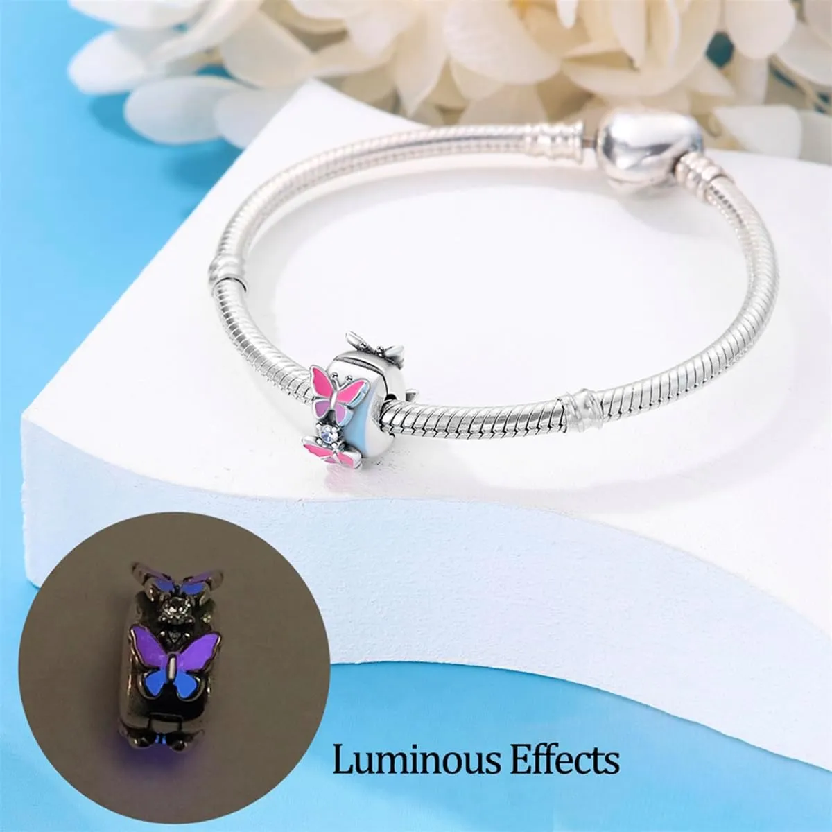 925 Sterling Silver Stopper Clip Charms for Bracelet Necklace Spacer Beads with 5A Cubic Zirconia Mother's Day Christmas DIY Gift for Women(2PCS)