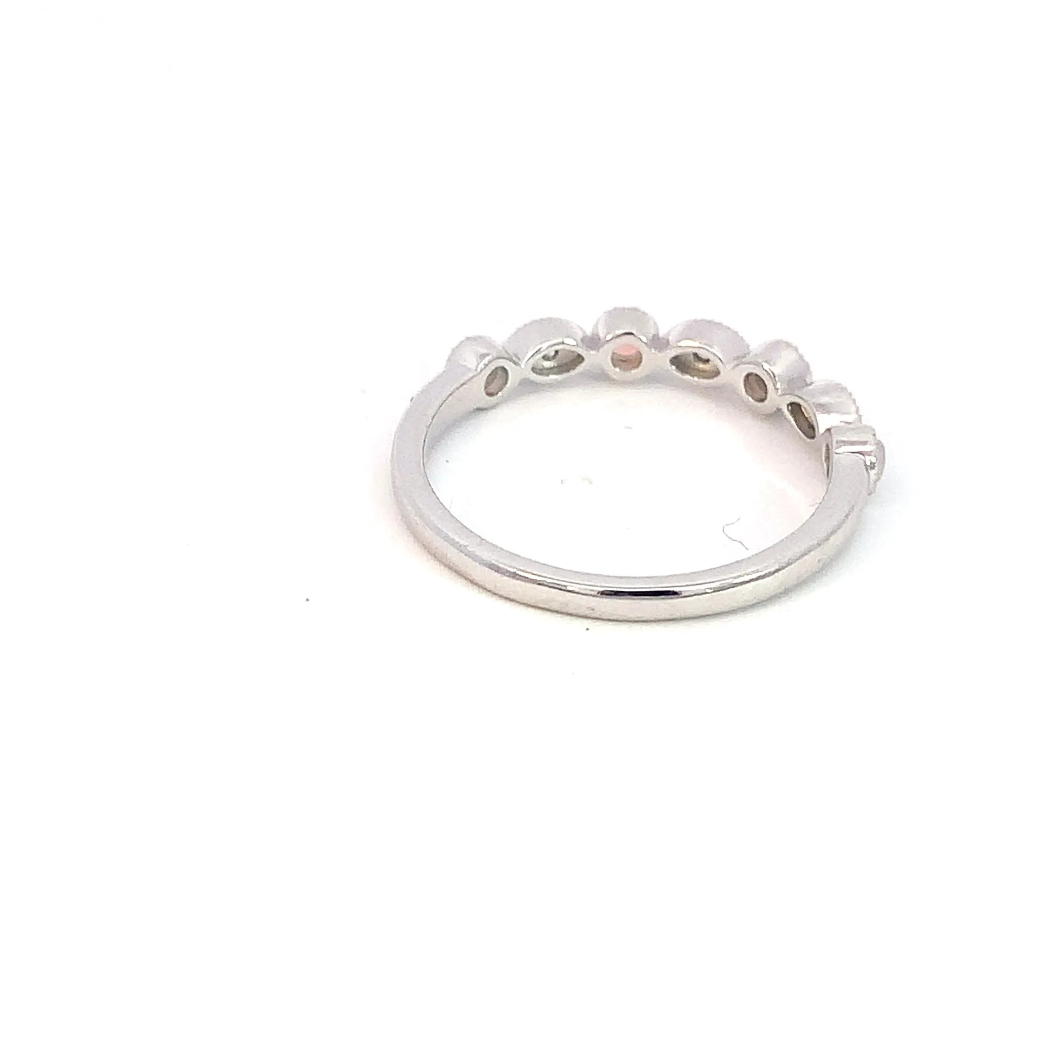 9kt White Gold eternity band millgrain finish Opal and Diamonds