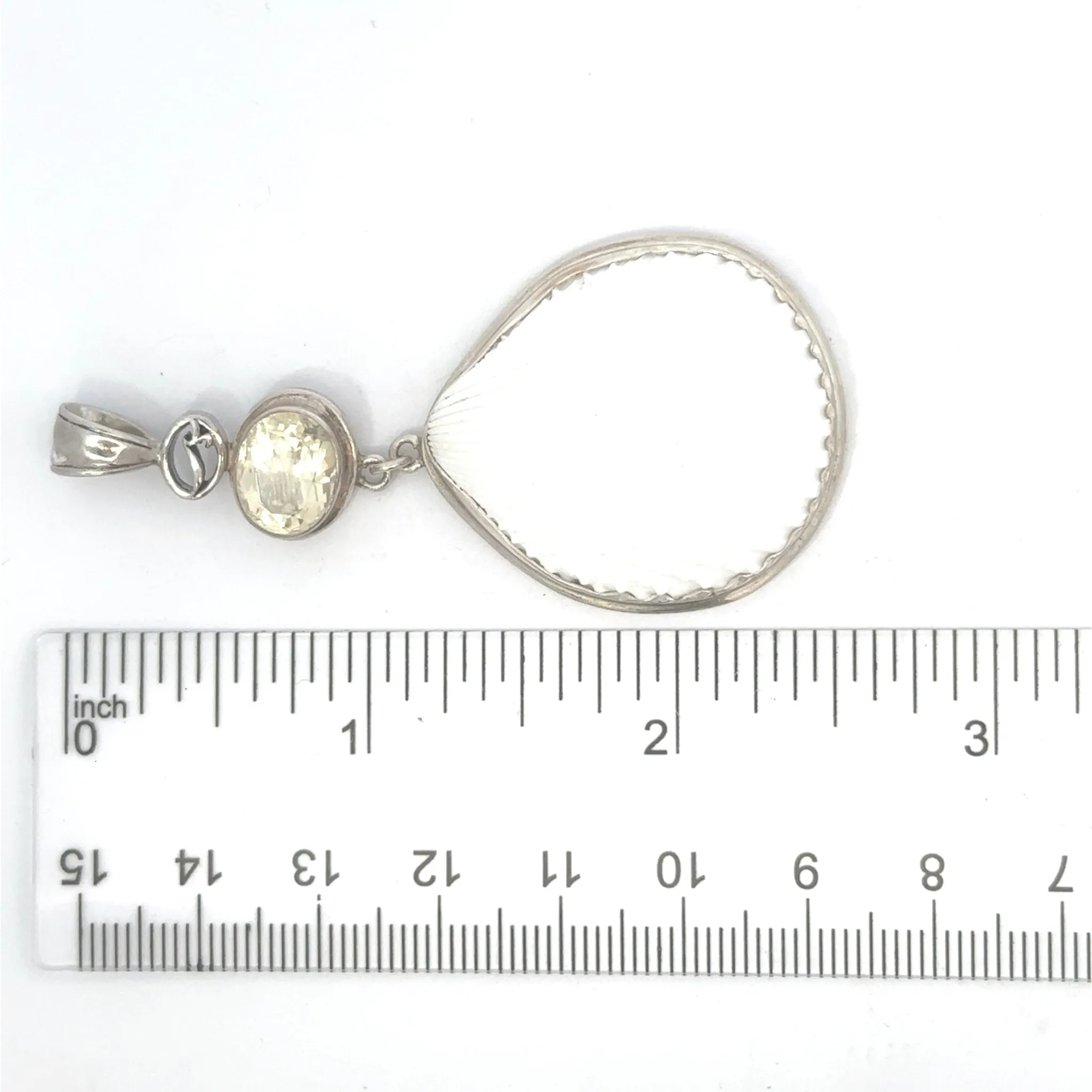 Albino Cockle Shell Citrine Crystal Pendant