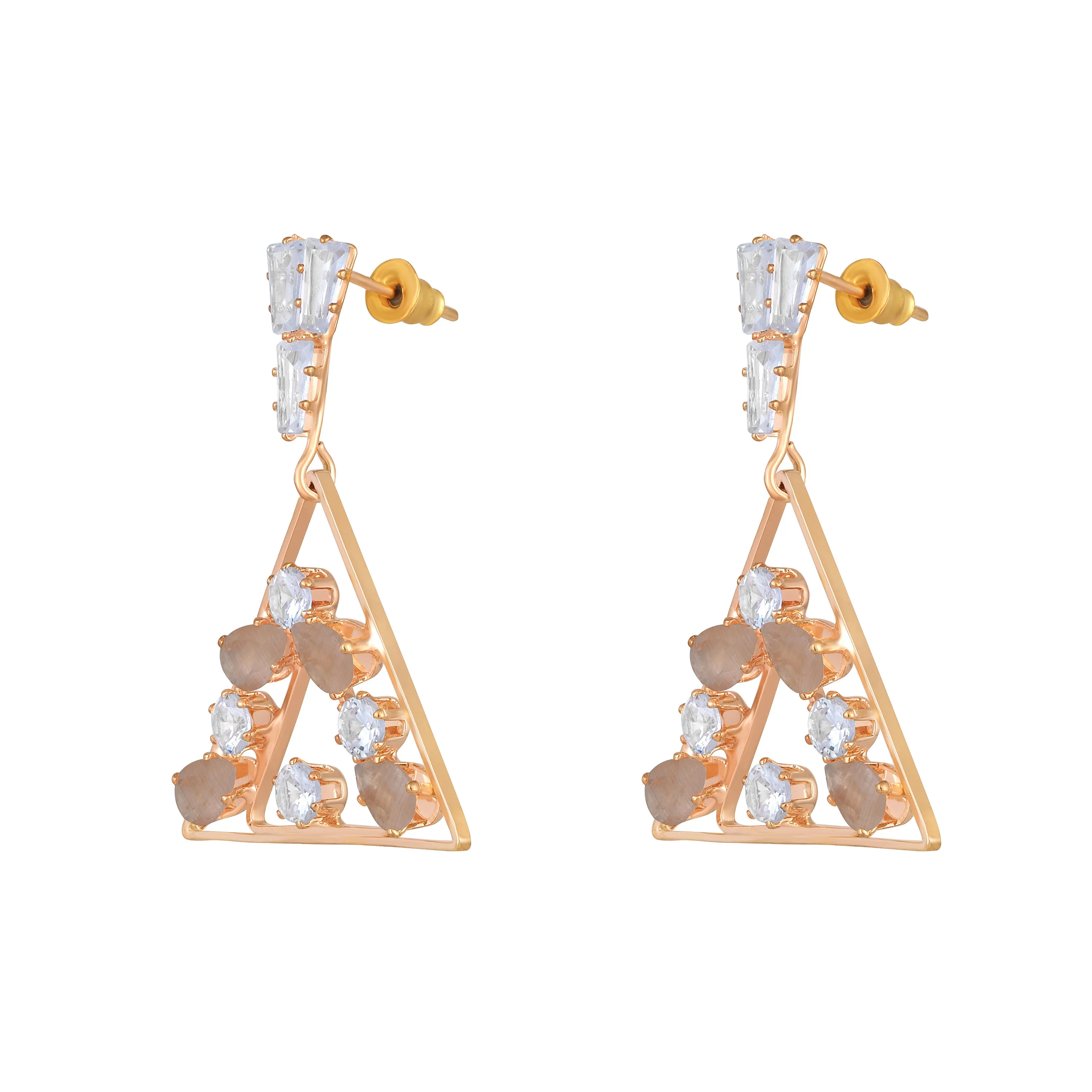 American Diamond Triangular Dangler Earring