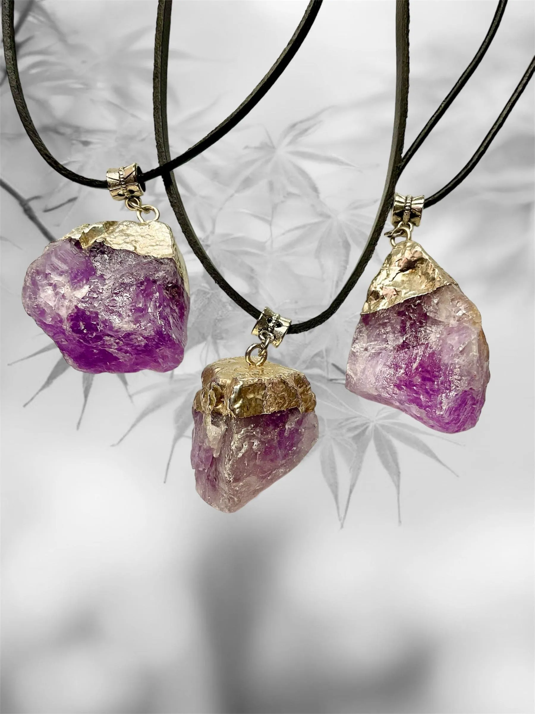 Amethyst Chunky Electroplated Pendants