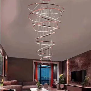 ANKUR INTERSTELLER MODERN DOUBLE HEIGHT LED RINGS CHANDELIER