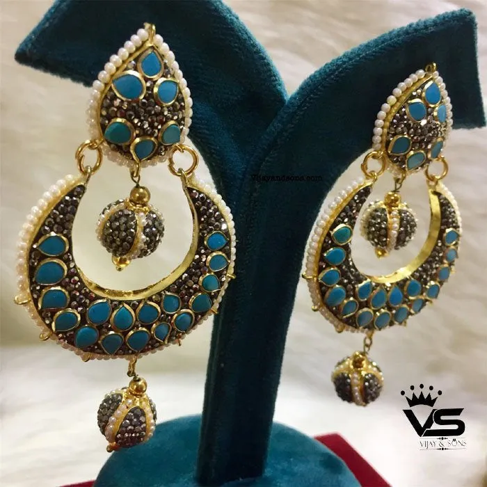 antique blue stone stylish earrings