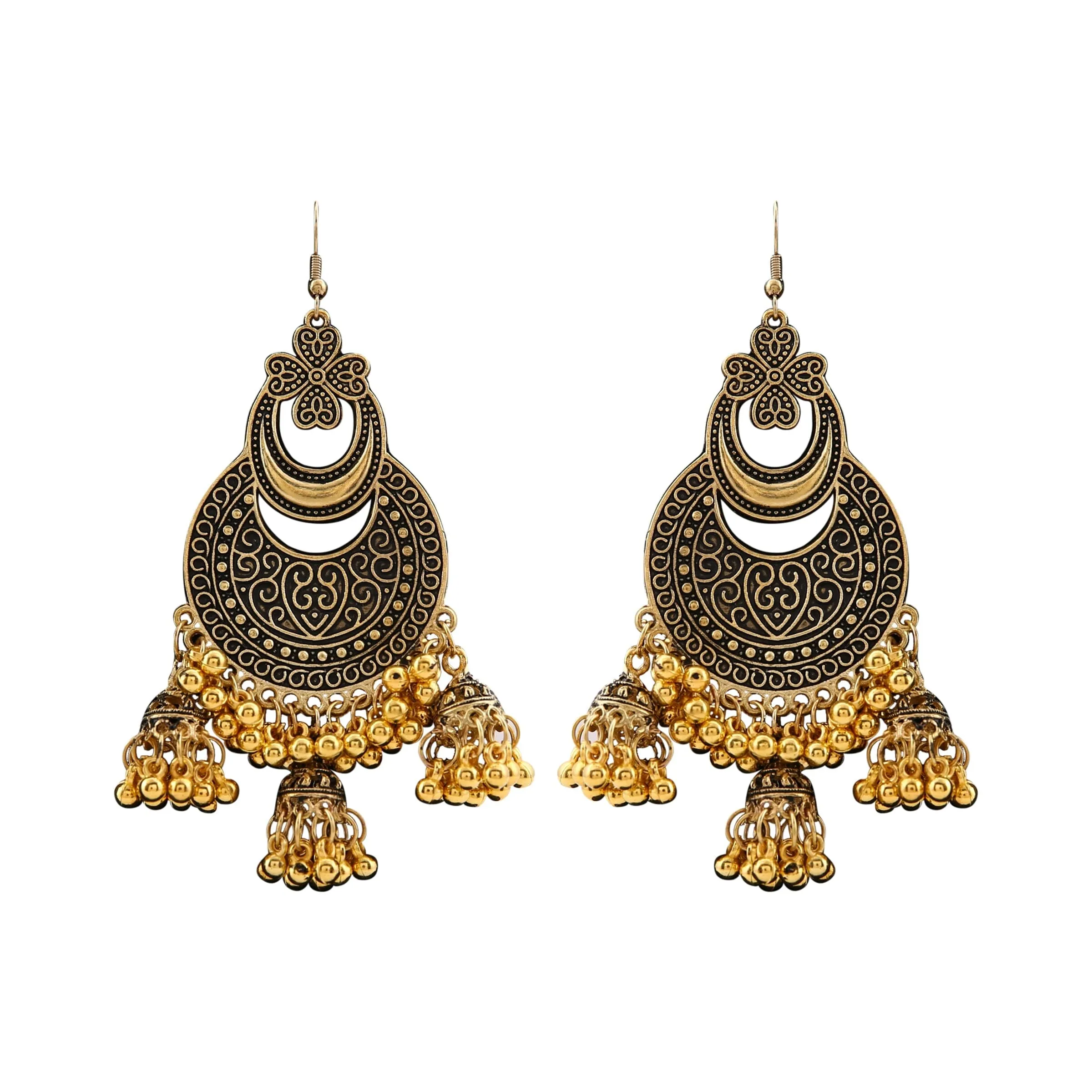 Aradhya Stylish Metal Alloy Golden Jhumki Drops Oxidised Earrings for Women and Girls…
