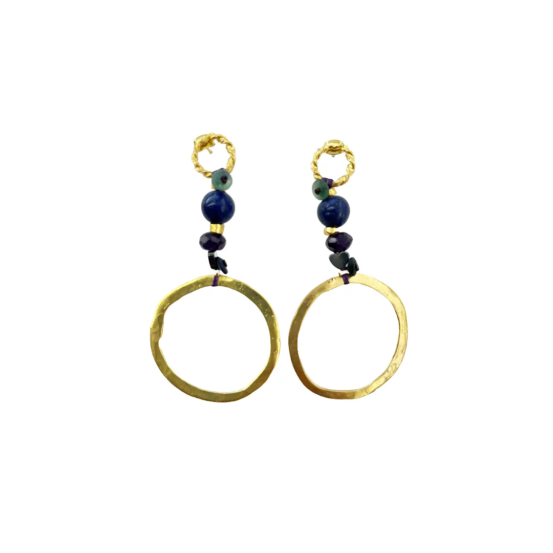 ARTIZ | 'Lazuli and Garnet and Hearts' | Bronze gold plated / lazuli / garnet / beads