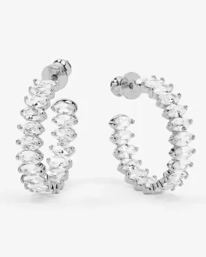 Baby 'She's So Fine' Hoops 1" | Silver|Diamondette