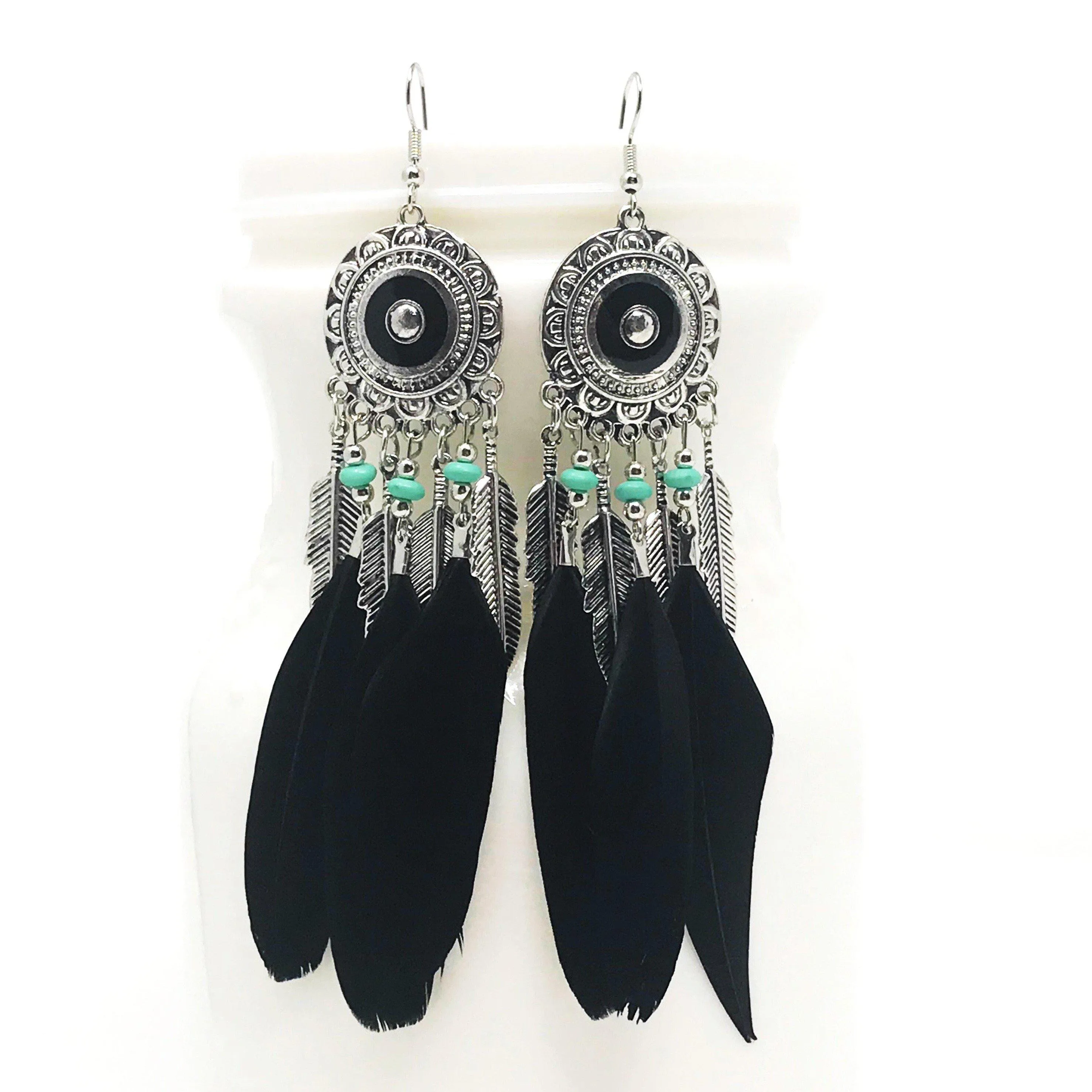 Black Feather Western Dangle Earrings - Stylish Boho-Chic Accessories
