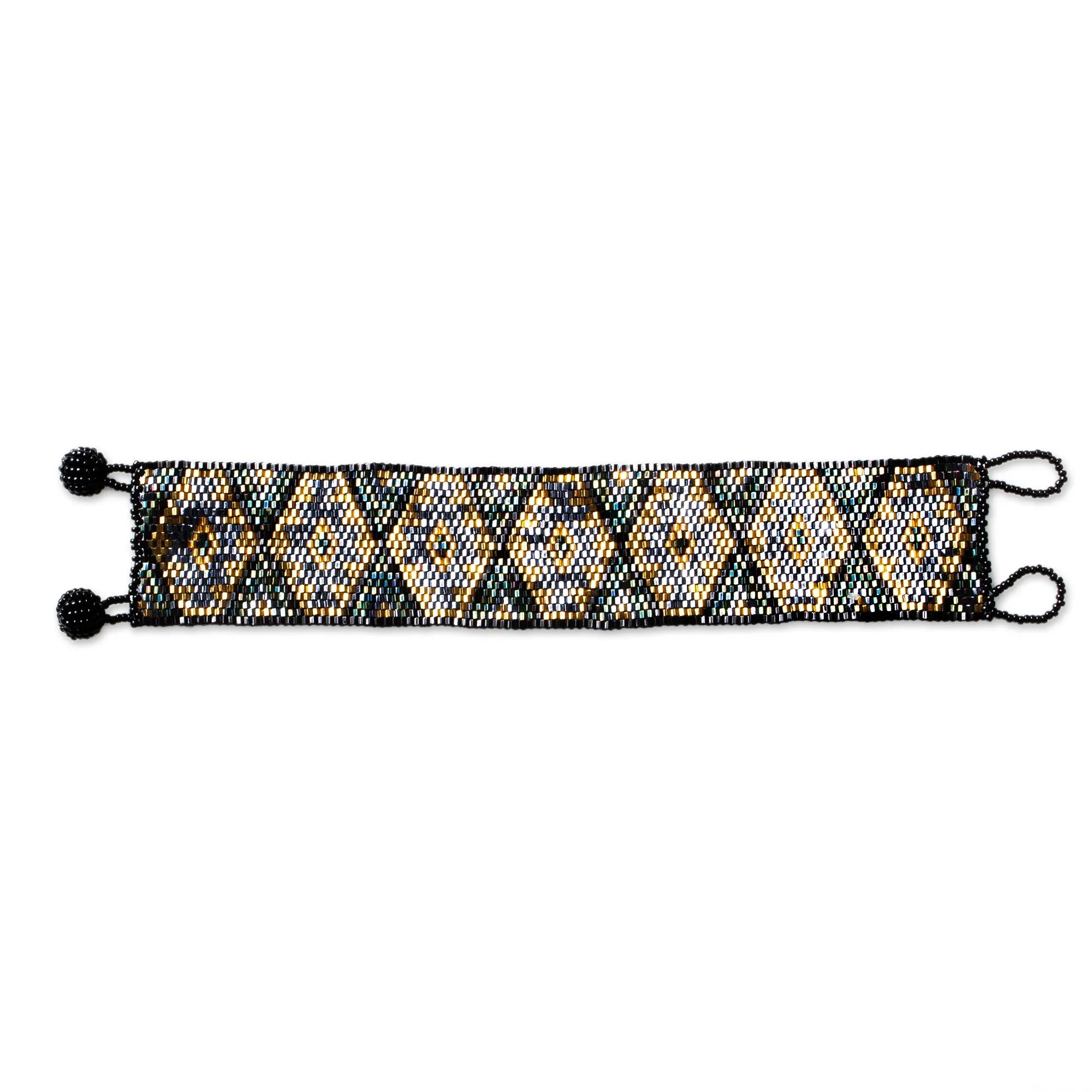 Blessed Rain and Protection Huichol Blessing Sage Green & Iridescent Grey Bead Bracelet